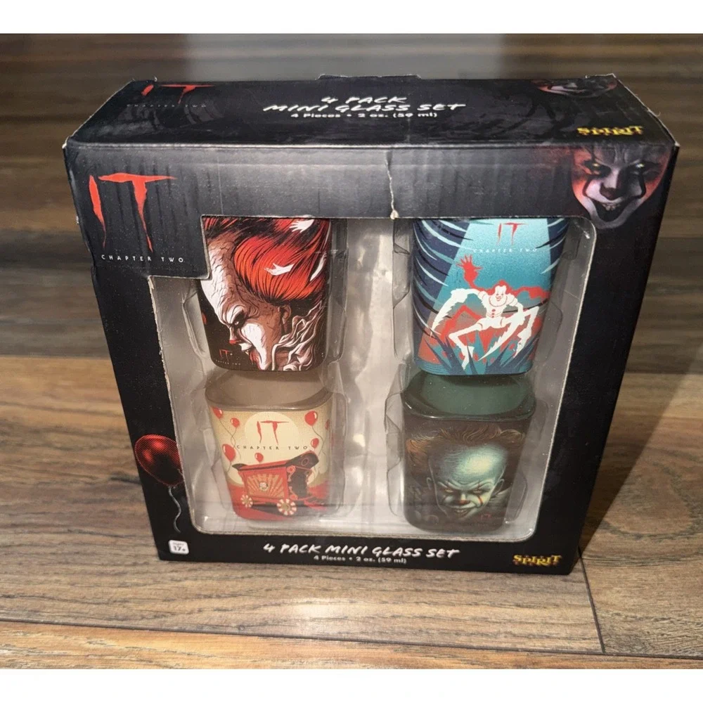 NEW IT Chapter Two Pennywise Shot Glass Set 4pc Horror Halloween Movie
